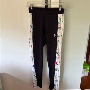 Adidas Black Leggings with Floral Accents